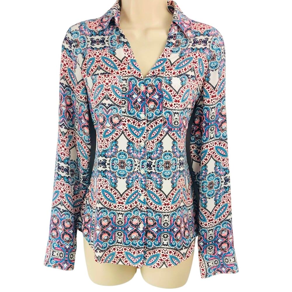 Express Portofino Long Sleeve Paisley Blouse